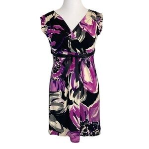 SUNNY Leigh NWT Rapture Purple Floral Dress Empire Waist M